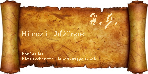 Hirczi János névjegykártya