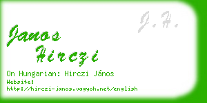 janos hirczi business card